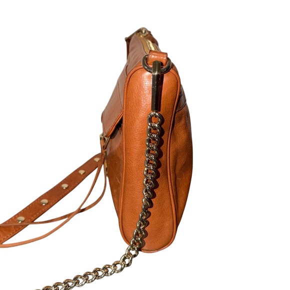 Rebecca Minkoff Mac Cognac Leather Y2K Style Gold Chain Crossbody Bag - Picture 8 of 13